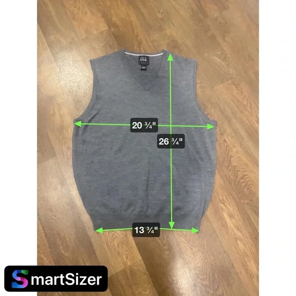 Jos. A. Bank Traveler Merino Wool Vest Sweater 100% Merino Wool size LARGE Gray - Picture 6 of 7